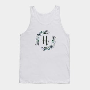 Floral Monogram H Dark Bohemian Flora Tank Top